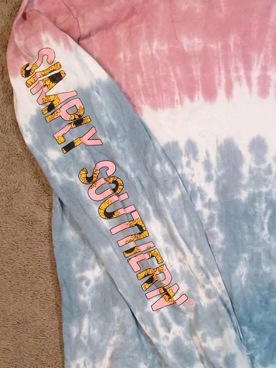 Simply Southern/Long Sleeve Shirt/Women Medium Tie Dye Carpe Diem Preppy Casual - Picture 5 of 8